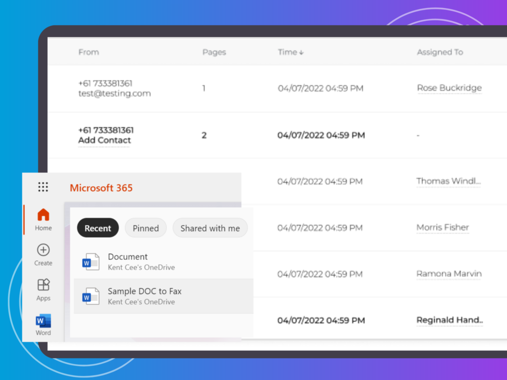 Microsoft 365 Integration: Send Fax From Microsoft Apps