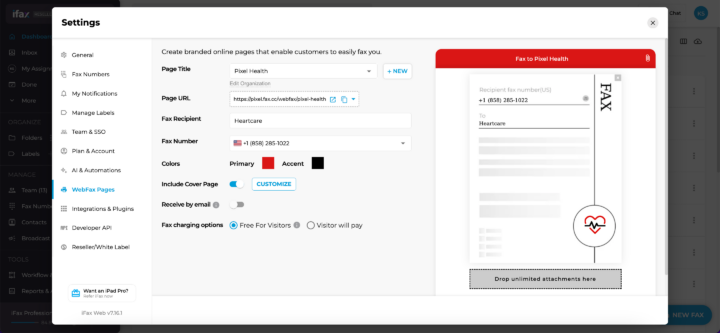 Editing your Webfax Interface