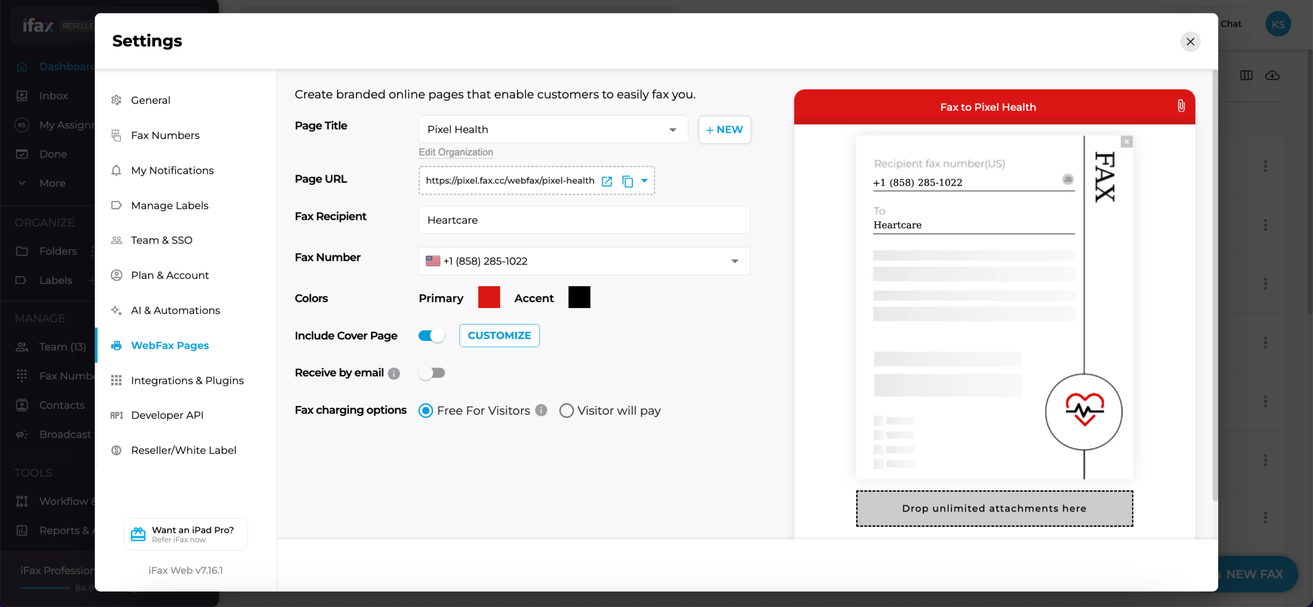 Editing your Webfax Interface