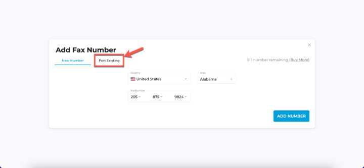 Porting fax number
