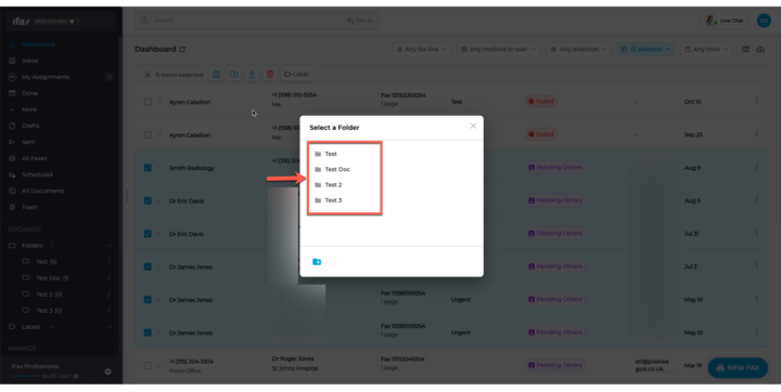 3 - Select the destination folder from the window that appears.