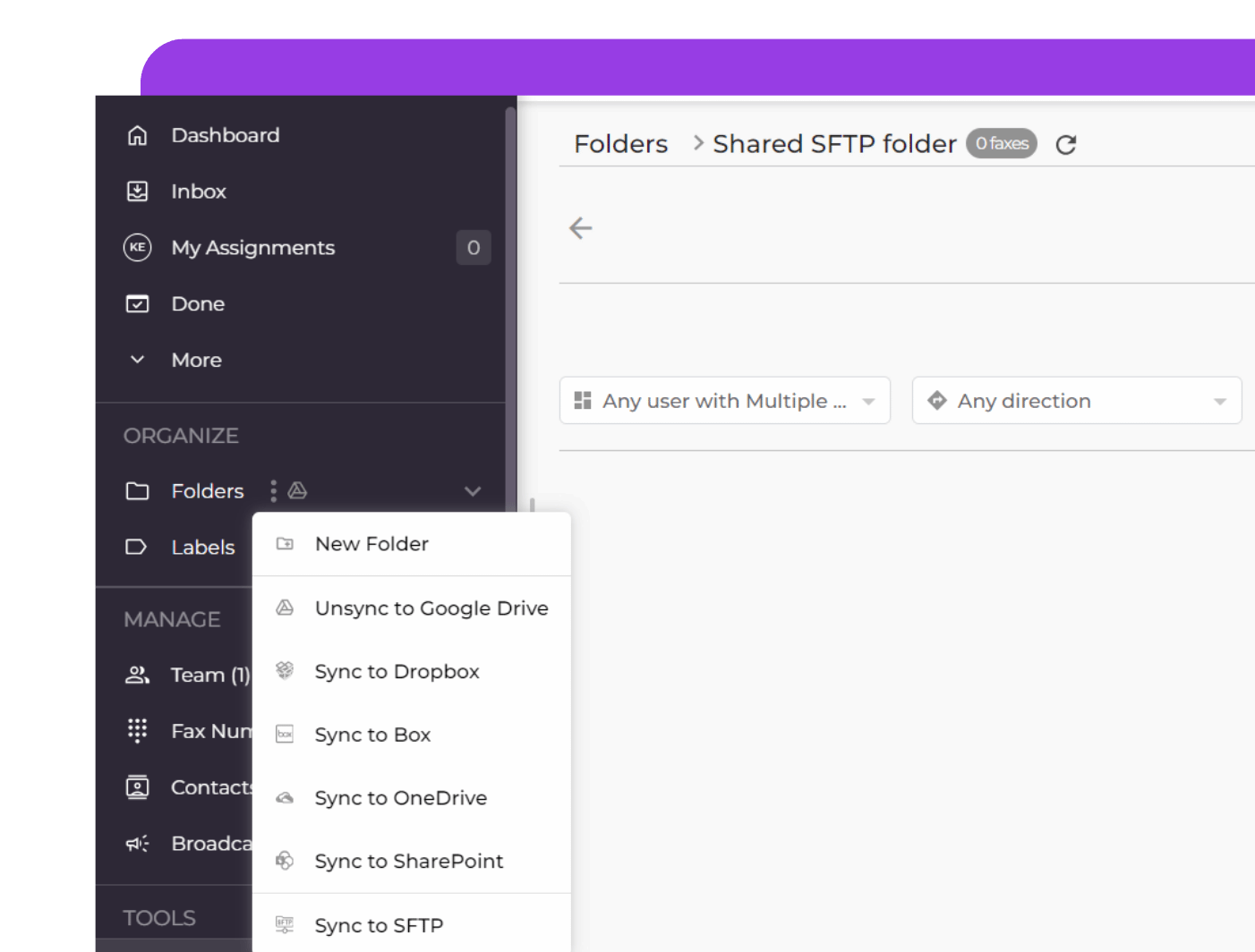 SFTP Sync for Faxes