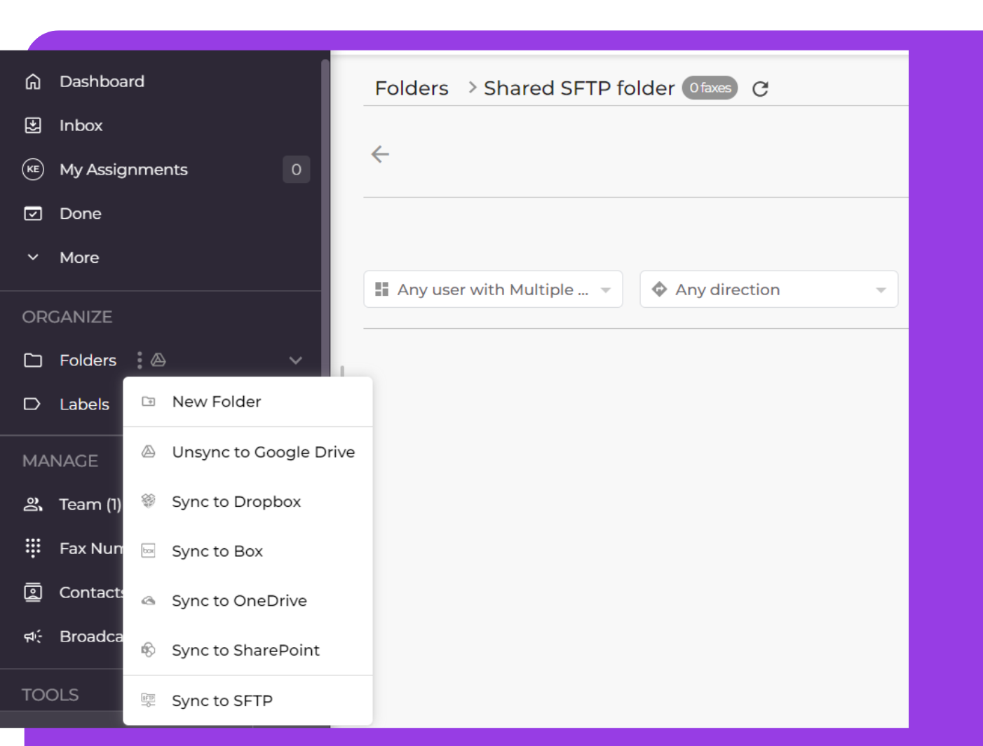 SFTP Sync for Easy Fax Document Management