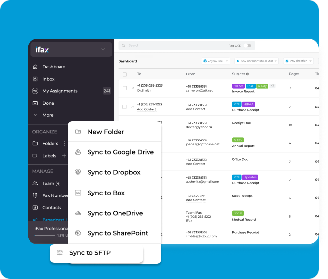 SFTP Sync for Faxes