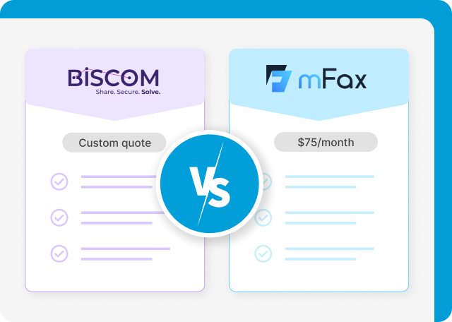 Biscom vs mFax pricing comparison