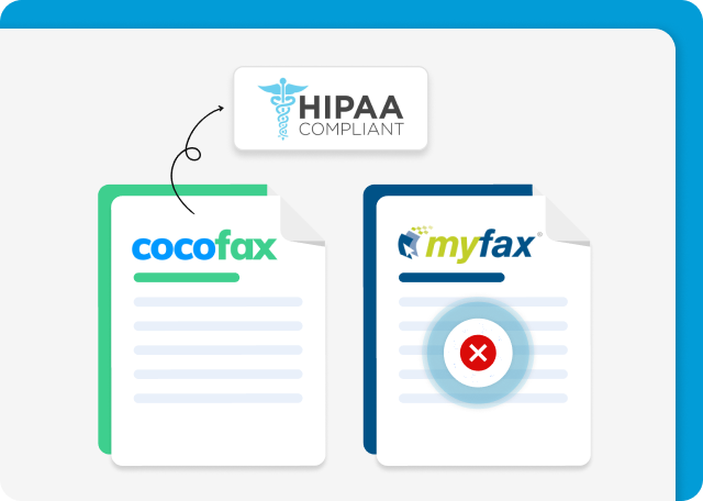 CocoFax is HIPAA compliant unlike MyFax