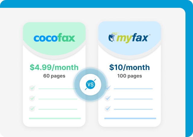 CocoFax vs MyFax pricing and plans