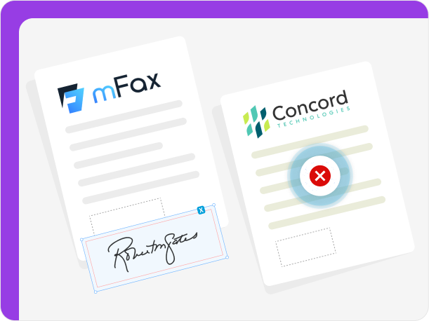 Both Concord and mFax lack in-built eSignature features.