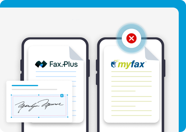 MyFax vs Fax.Plus limits its eSignature to its mobile apps.