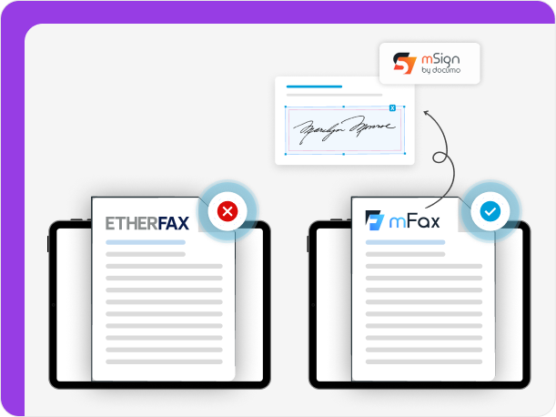 Both mFax and ETHERFAX lack in-built signing capabilities.