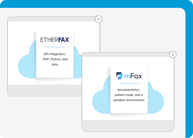 mFax and ETHERFAX have APIs and developer support.