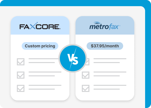 FaxCore vs MetroFax pricing