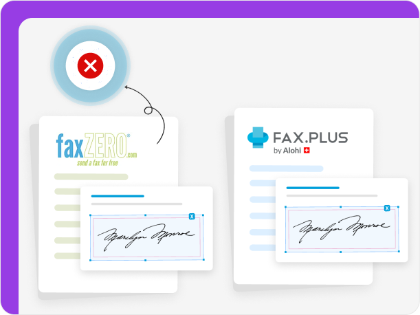 Fax.Plus supports eSignatures unlike FaxZero