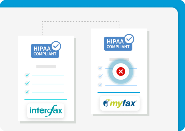 Interfax is HIPAA compliant, MyFax is not