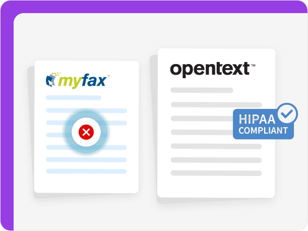 OpenText is HIPAA compliant unlike MyFax