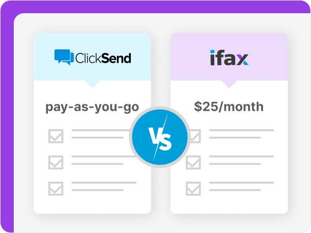 iFax offers monthly plans, ClickSend uses pay-as-you-go scheme