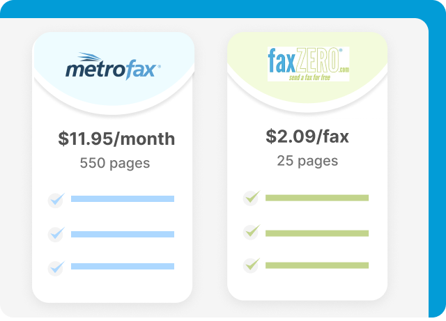 MetroFax vs FaxZero pricing