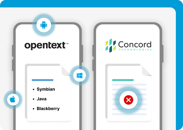 Concord lacks mobile apps unlike Opentext