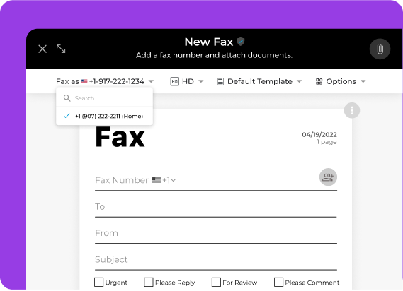 Fax Number Selection