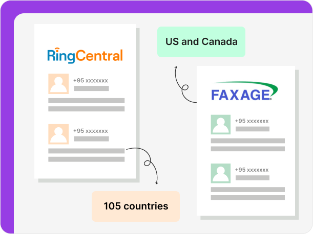 RingCentral offers more fax numbers for different countries