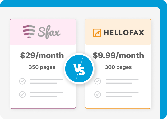 Sfax vs HelloFax pricing