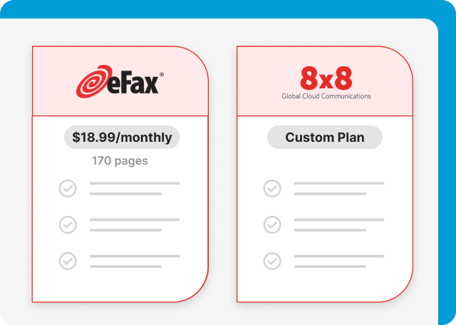 eFax vs 8x8 pricing