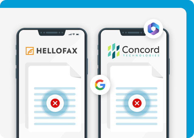 HelloFax and Concord don't offer mobile apps