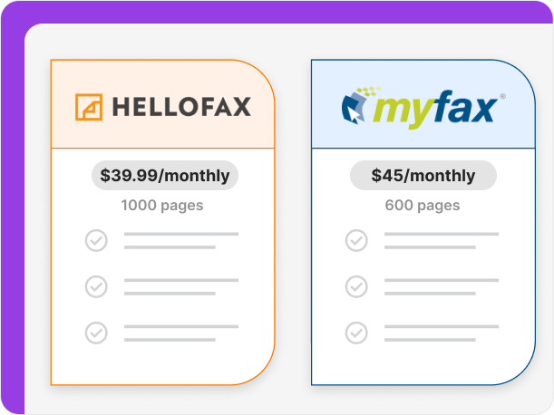 HelloFax costs a bit less than MyFax