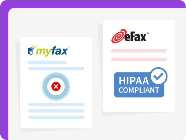 eFax is a HIPAA compliant MyFax alternative