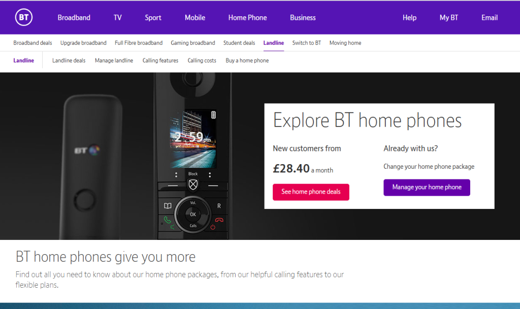 BT local phone company in UK